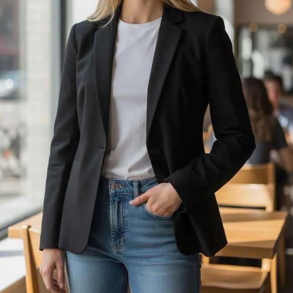 Jacob Jackets & Blazers - Chic By Jacob Petite Small Black Fitted Blazer Polka Dot Lining Office Siren 90s